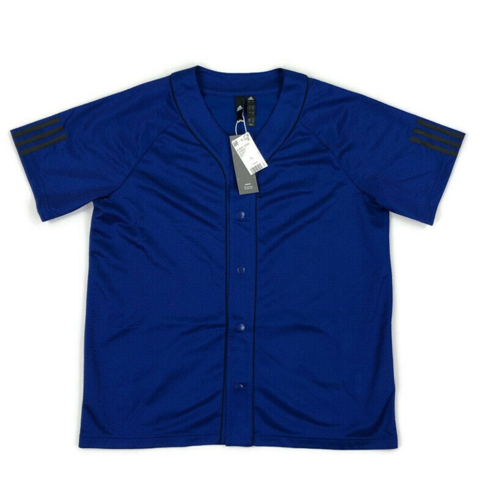 Adidas Mens Baseball Jersey Athletic Snap Button
